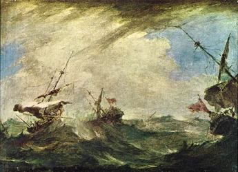 Navi nella tempesta marina